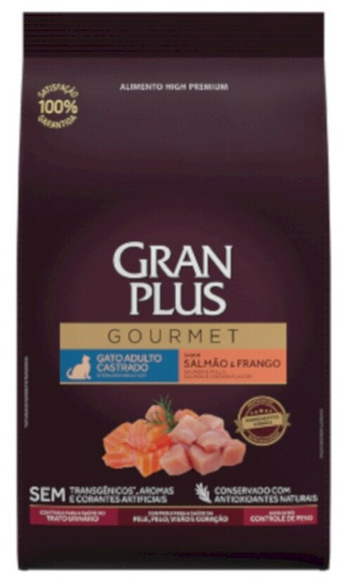 Granplus Gourmet Cat Sterilised сухой корм для взрослых стерилизованных и кастрированных котов и кошек лосось и цыпленок - 1 кг