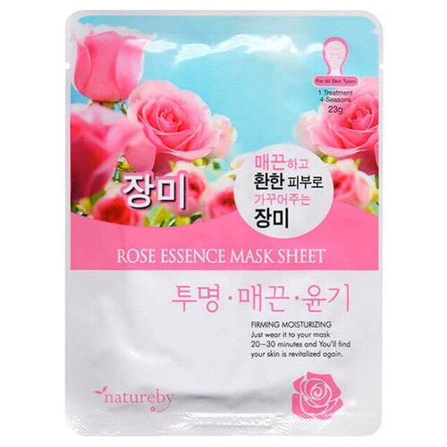 Natureby Rose Essence Mask Sheet тканевая маска с экстрактом розы, 23 г, 23 мл