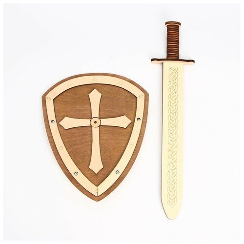 Альтаир Деревянное оружие «Щит и меч» 24×44,5×5,6 см деревянное оружие альтаир щит и меч 25х44 5х5 см си 13