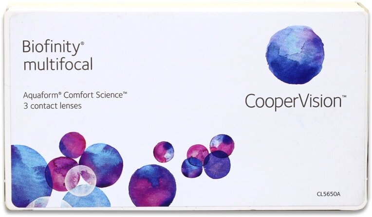 Мультифокальные линзы CooperVision Biofinity multifocal (3 линзы) Аддидация +2.00D -4.75 R 8.6, ежемесячные, прозрачные