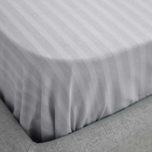Хлопковая простыня в полоску 200*220 см в сером цвете из ранфорса Gray cloud