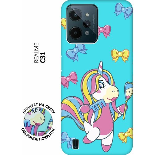 Матовый чехол Lady Unicorn для realme C31 / Рилми С31 с 3D эффектом мятный матовый чехол scratchy and fish для realme c31 рилми с31 с 3d эффектом мятный