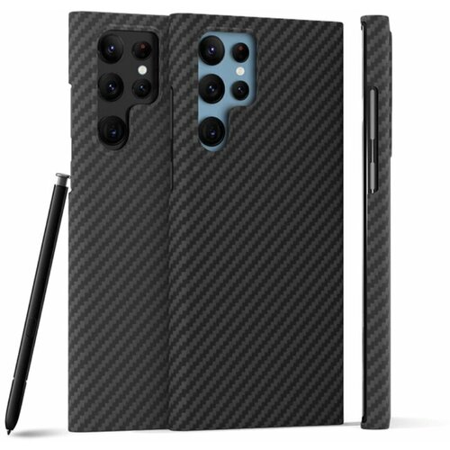 Кевларовый чехол без ободка DiXiS Carbon Case для Samsung Galaxy S22 Ultra (BS22U-CMB) чёрный матовый