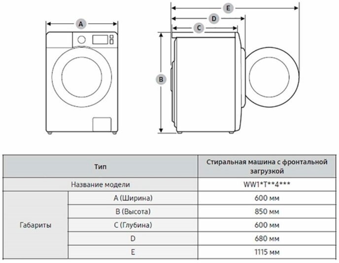 Стиральная машина полноразмерная Samsung WW10T654CLX/LD, с фронтальной загрузкой, 10.5кг, 1400об/мин - фото №6