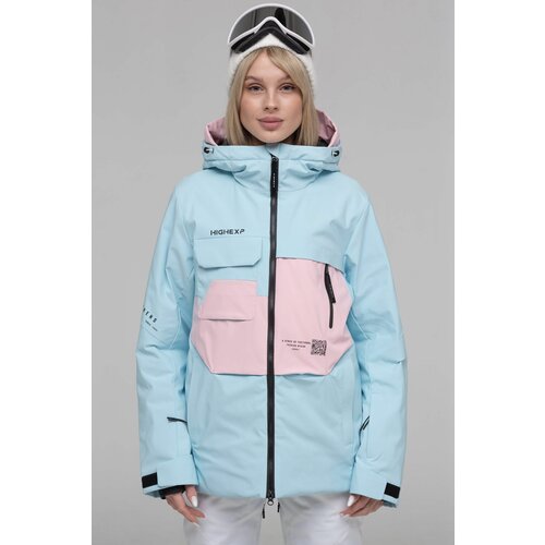Куртка , средней длины, оверсайз, карман для ски-пасса, манжеты, ветрозащитная планка, капюшон, карманы, внутренний карман, водонепроницаемая, влагоотводящая, ветрозащитная, быстросохнущая, мембранная, размер L, голубой