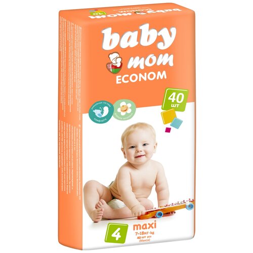 Подгузники для детей «Baby Mom» Econom 4, (7-18 кг), 40 шт 9210801