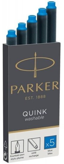 Картридж Parker Quink Ink Z11 (1950383) синие чернила смывающиеся для ручек перьевых (5шт)