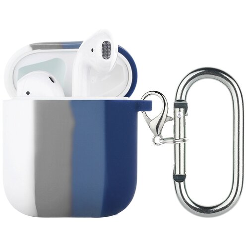 фото Чехол для футляра airpods 1 / airpods 2 / кейс накладка на футляр для эйрподс / коллекция "rainbow silicon" / сине-белый luxcase
