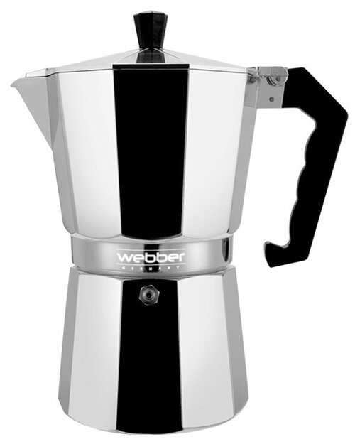 Гейзерная кофеварка Webber BE-0123 на 9 чашек, 450 мл, 450 мл, серебристый/черный