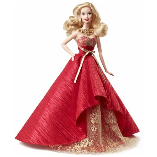 кукла barbie 2017 holiday doll барби праздничная 2017 блондинка Кукла Barbie Праздничная 2014 Блондинка, 28 см, BDH13