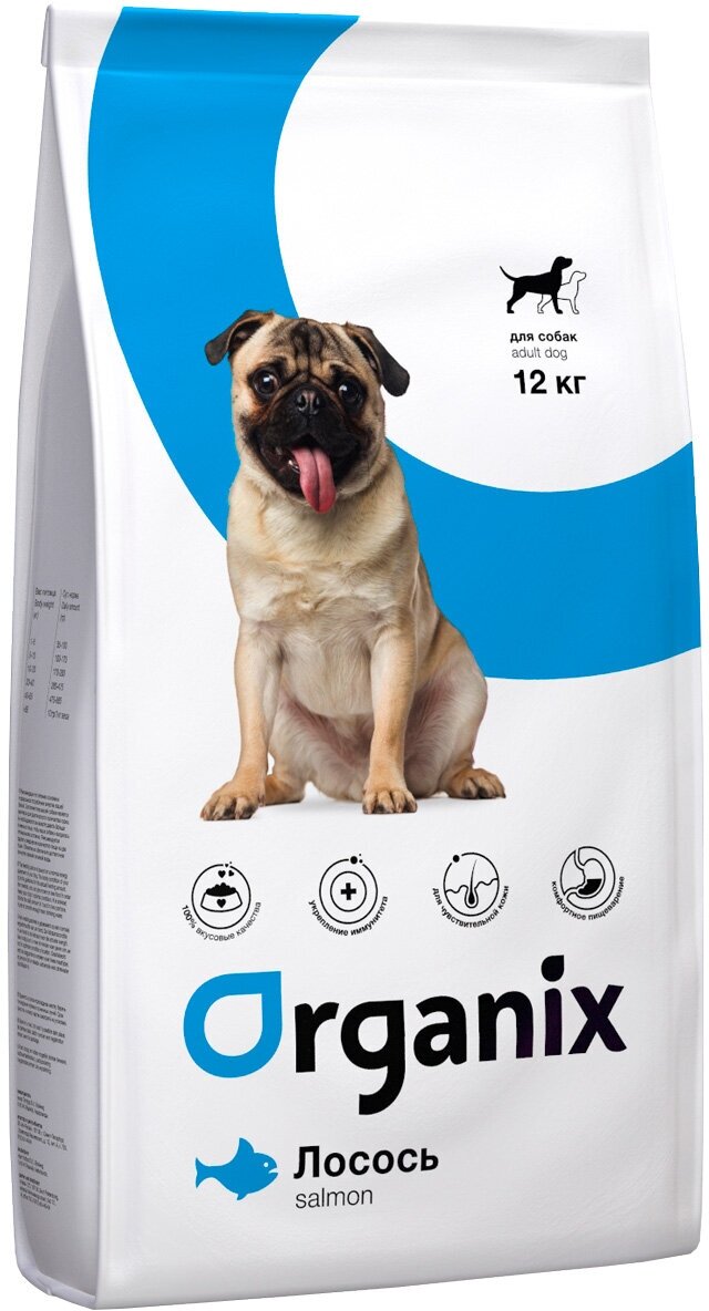 ORGANIX ADULT DOG SALMON монобелковый для взрослых собак всех пород при аллергии с лососем (12 + 12 кг)