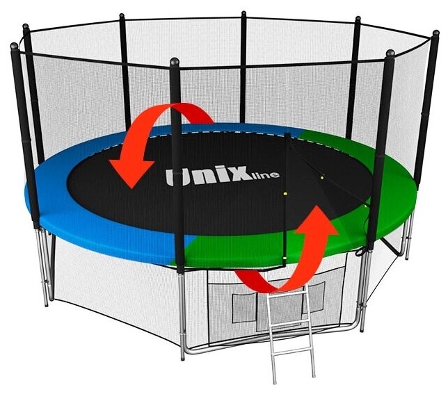 Каркасный батут Unix Line 12ft Classic (outside) 366х366х269 см , зелёный / синий
