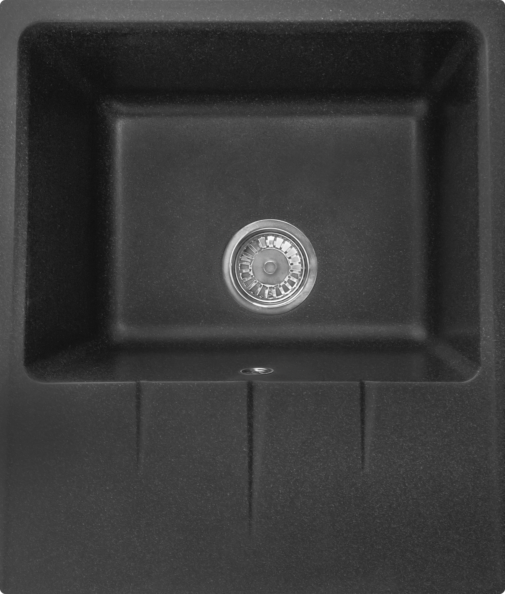 Мойка кухонная накладная прямоугольная GranRus 57,5х49 см литьевой мрамор с сифоном Россия, черный - фотография № 7
