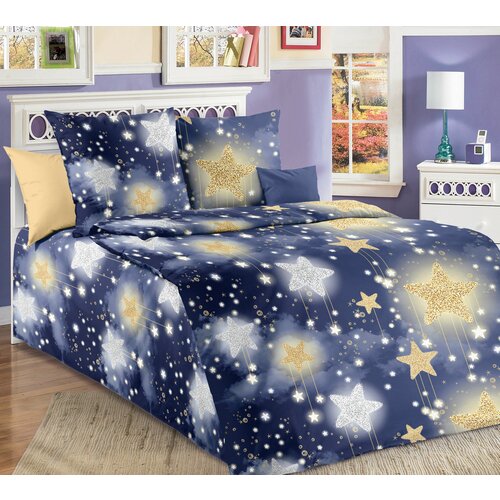Детское постельное белье «Звездная пыль», Поплин, 1,5 спальный, 100% хлопок, звезды