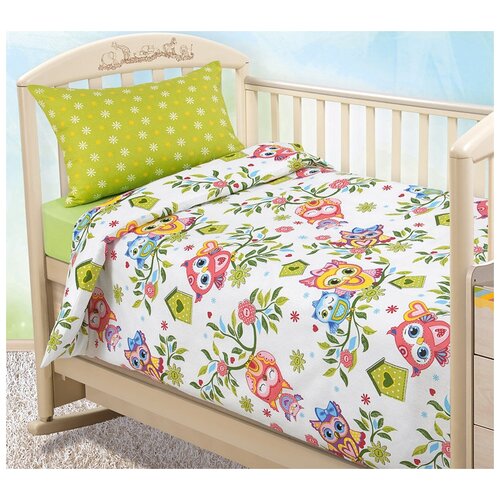 фото Детское постельное белье в кроватку 120х60 совята 1, поплин, ясельный текс-дизайн