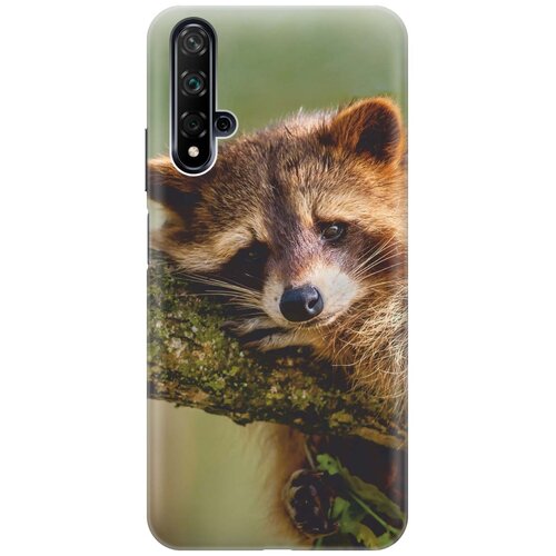 фото Cиликоновый чехол на huawei nova 5 / хуавей нова 5 с принтом "задумчивый енот" gosso