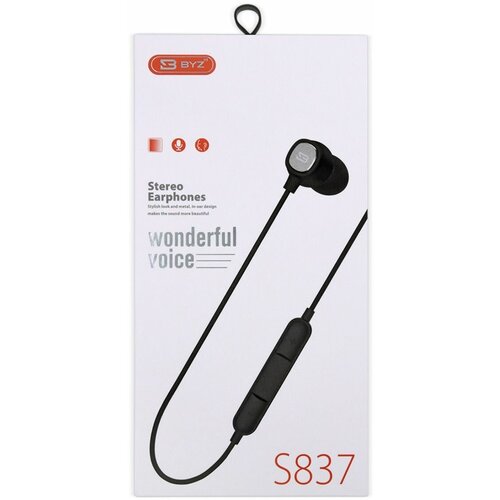 Наушники проводные BYZ S837 вакуумные с микрофоном 12 метра черный 66400₽