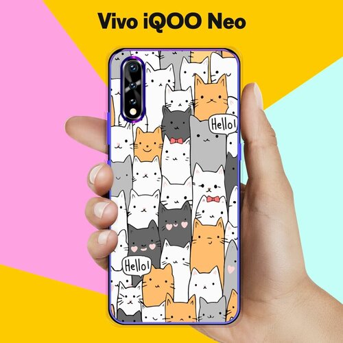 Силиконовый чехол на Vivo iQOO Neo Много котов / для Виво иКуОО Нео силиконовый чехол на vivo iqoo neo виво iqoo нео текстура красный шелк