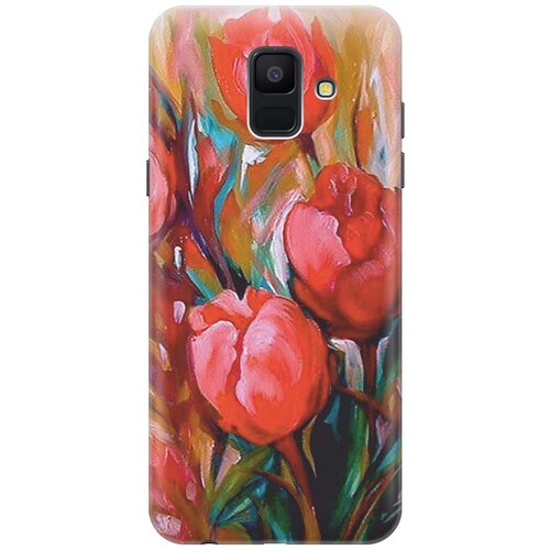 фото Gosso ультратонкий силиконовый чехол-накладка для samsung galaxy a6 (2018) с принтом "тюльпаны"