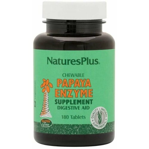 NaturesPlus Chewable Papaya Enzyme Supplement, 180 таблеток