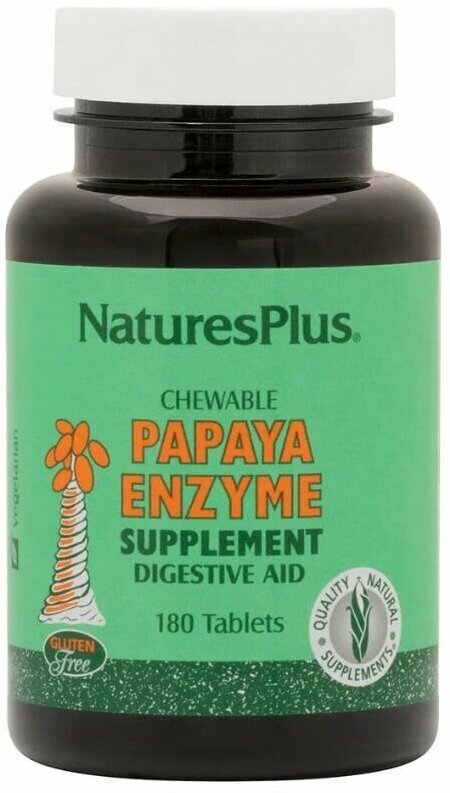 NaturesPlus Chewable Papaya Enzyme Supplement, 180 таблеток Жевательные ферменты папайи