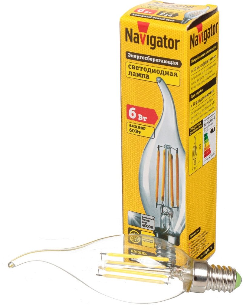 Лампа светодиодная Navigator 61357, E14, FC35, 6 Вт, 4000 К - фотография № 3