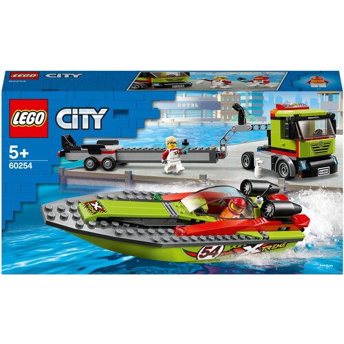 Конструктор LEGO City Great Vehicles 60254 Транспортировщик скоростных катеров, 238 дет. конструктор lego city 60230 комплект мини фигурок исследования космоса