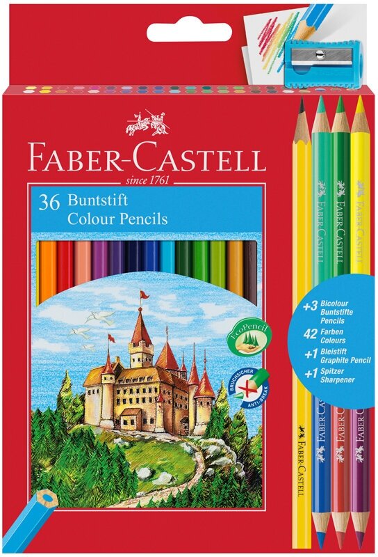 Карандаши цветные Faber-Castell "Замок", 40шт, 42цв, точилка