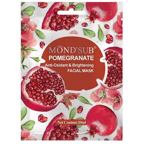 Mondsub Тканевая маска с экстрактом граната Pomegranate Anti-Oxidant  Brightening Facial Mask, 20 мл
