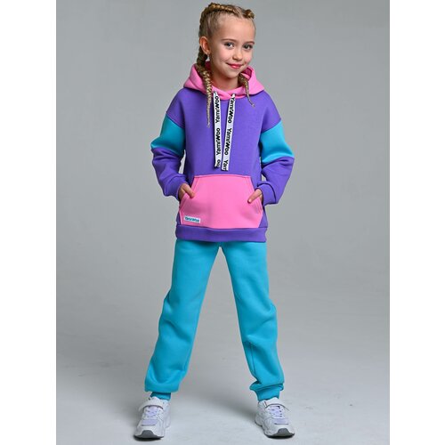 фото Комплект одежды yamiwoo, худи и брюки, спортивный стиль, размер 158, фиолетовый