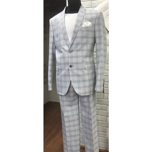 Костюм Truvor, пиджак и брюки, размер 188-108, белый, серый