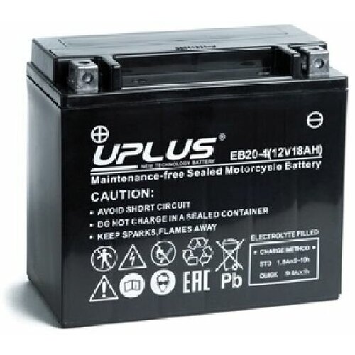 Аккумулятор (АКБ) UPLUS AGM EB20H-4 18Ah ПП 310A (YTX20, YTX20H, YB16-B) для мото техники, мотоцикла, квадроцикла, снегохода 175/87/155 18 Ач (Юплас)