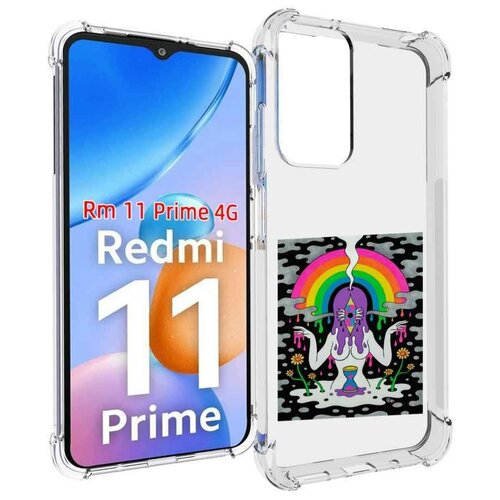 Чехол MyPads девушка с радугой абстракция женский для Xiaomi Redmi 11 Prime 4G задняя-панель-накладка-бампер