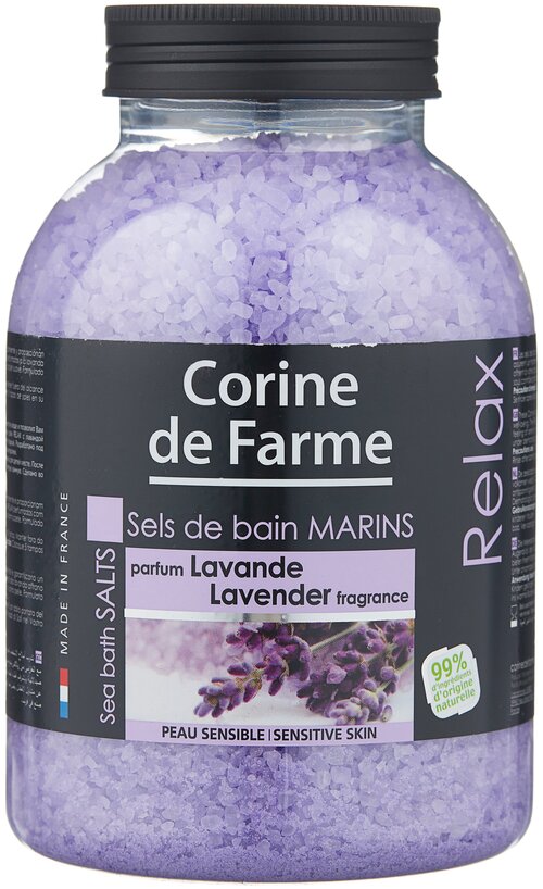 CORINE de FARME Морская соль для ванн Relax Лаванда, 1.3 кг