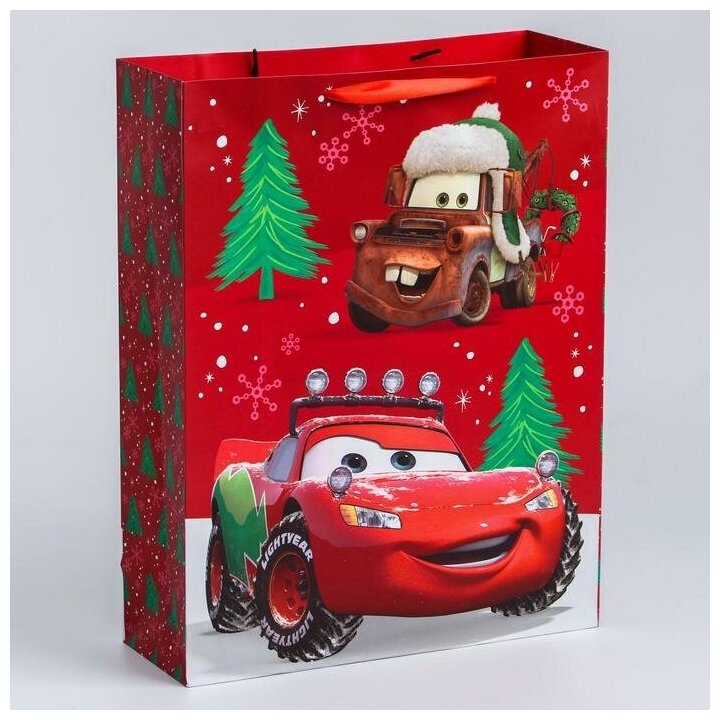 Подарочный пакет Disney ламинат вертикальный "С Новым годом! Тачки", 31х40х11 см