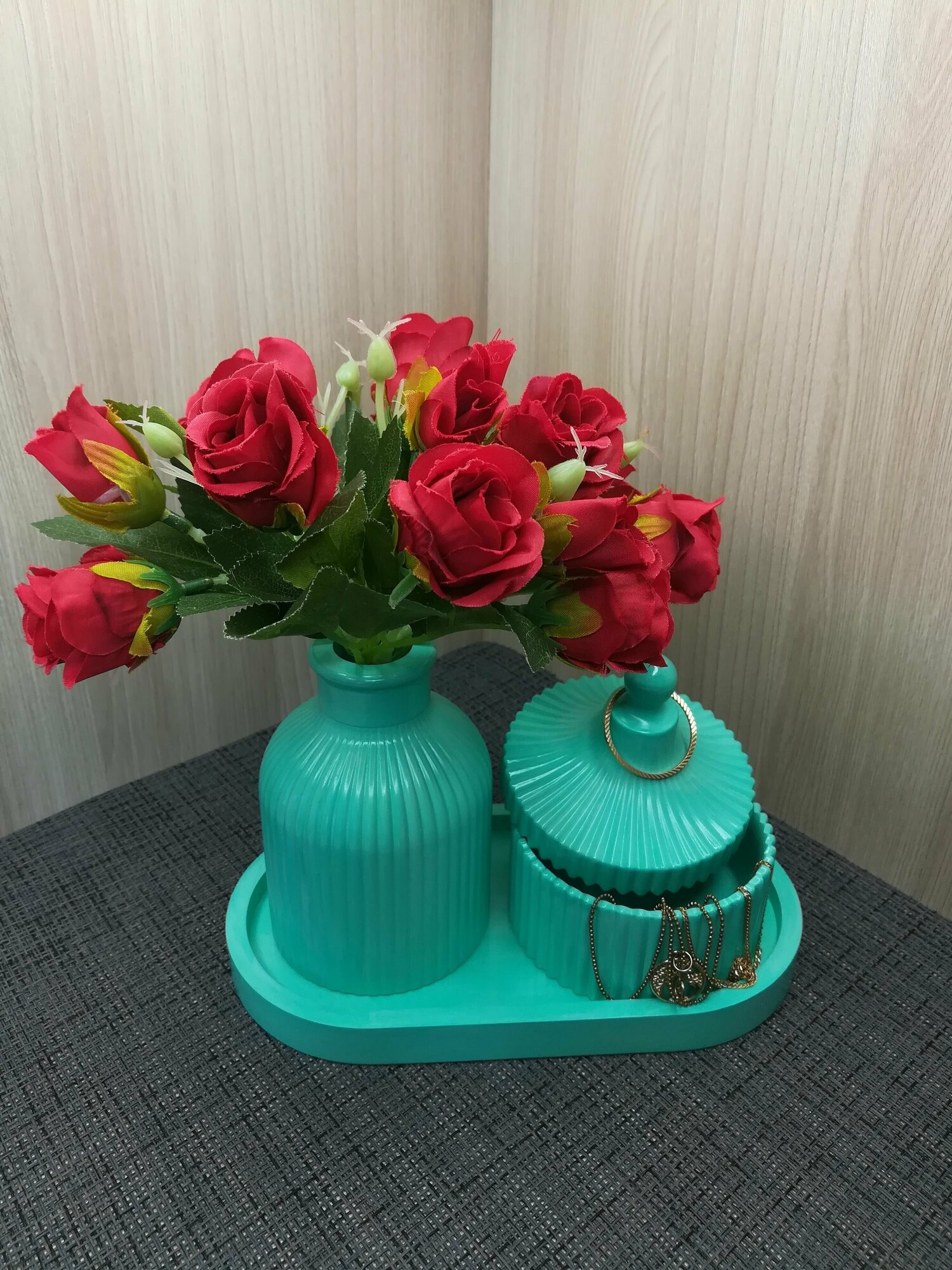 Декоративный набор ваза поднос шкатулка для украшений из гипса