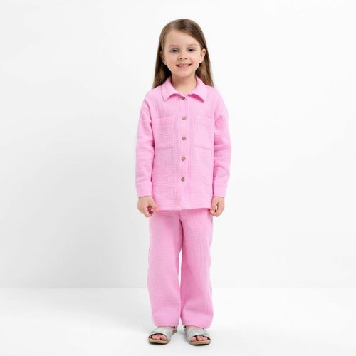 Комплект одежды Kaftan, рубашка и брюки, нарядный стиль, размер 122-128, розовый