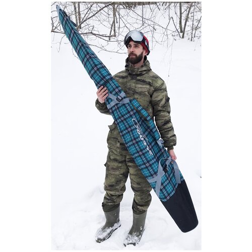 фото Чехол для горных лыж backside one pair на 1 пару лыж, трёхслойный, 160-190см, green check