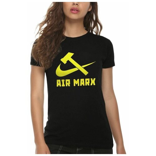 Футболка Design Heroes Спортинвый Карл Маркс / Air Marx Женская Черная 3XL