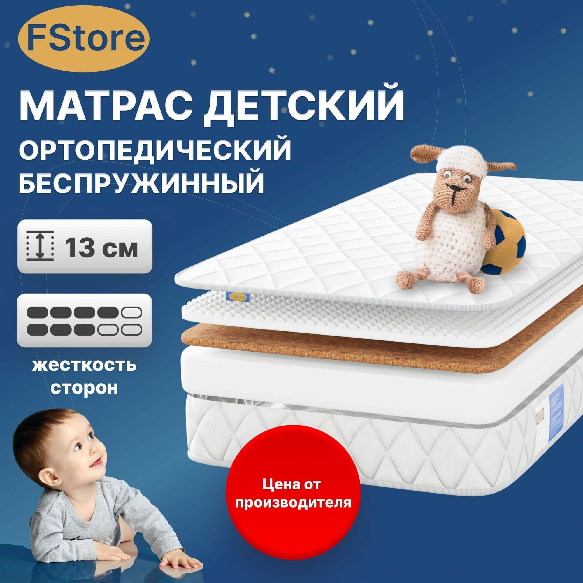 Матрас детский FStore Roll Active Deluxe, Беспружинный, 80х180 см