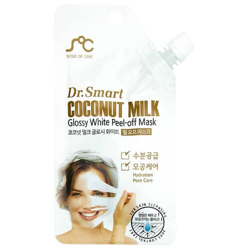 SOC маска-пленка Dr.Smart Coconut Milk Glossy White Peel-off Mask  с кокосовым молоком, 25 мл