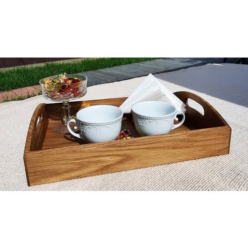 Поднос сервировочный деревянный натуральный дуб масло ручная работа