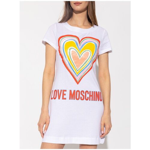 Платье для женщин, LOVE MOSCHINO, модель: W592918M3876J86, цвет: оранжевый, размер: 40