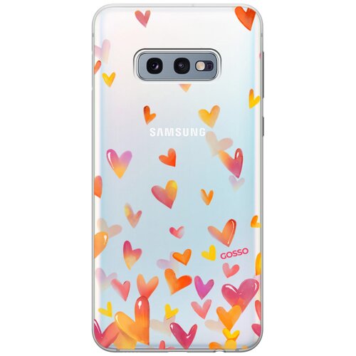 фото Ультратонкий силиконовый чехол-накладка transparent для samsung galaxy s10e с 3d принтом "flying hearts" gosso