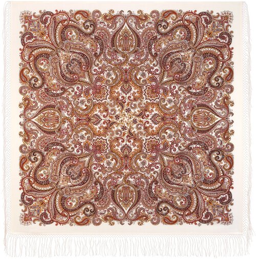 Платок Павловопосадская платочная мануфактура, 135х135 см, красный, коричневый