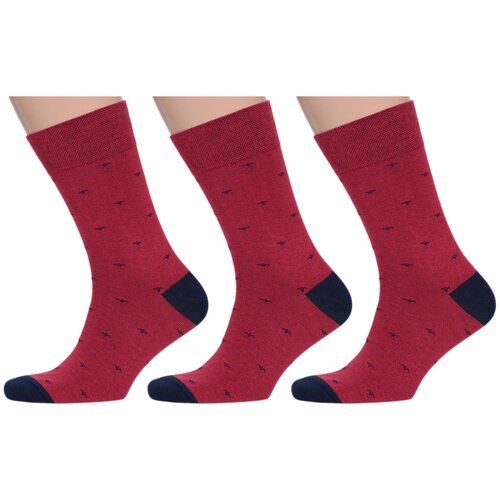 Комплект из 3 пар мужских носков MoscowSocksClub nm-370, бордовые с геральдическими лилиями, размер 27 (41-43)