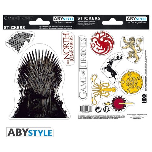 ABYstyle набор наклеек Game of Thrones (ABYDCO357), 16х11 см, многоцветный, 10 шт., 1уп. набор золотая книга любимых русских сказок ил м митрофанова закладка game of thrones трон и герб старков магнитная 2 pack