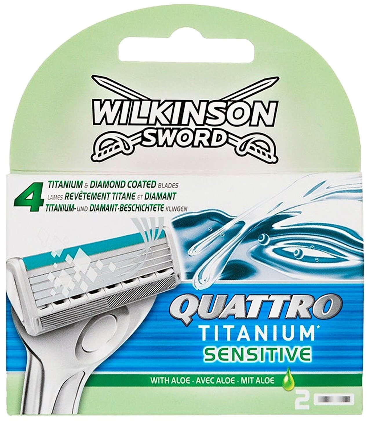 Сменные кассеты Wilkinson Sword Quattro Titanium Sensitive, 2 шт.