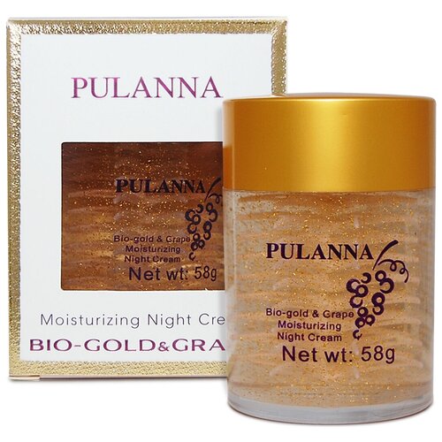 PULANNA Увлажняющий ночной крем Био-Золото и Виноград - Bio-gold &Grape Moisturizing Night Cream 58 г увлажняющий ночной крем био золото и виноград pulanna bio gold