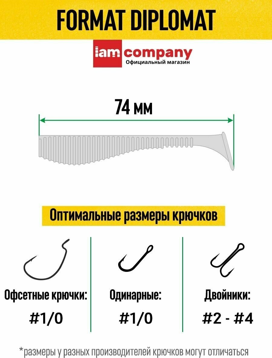 Мягкая приманка FORMAT DIPLOMAT F12 (виброхвост) 74